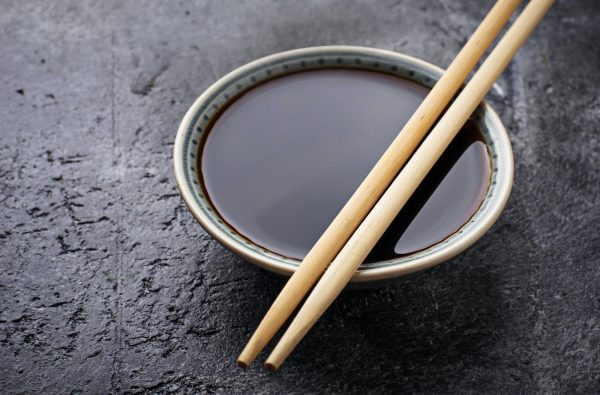 Bowls of soya sauce